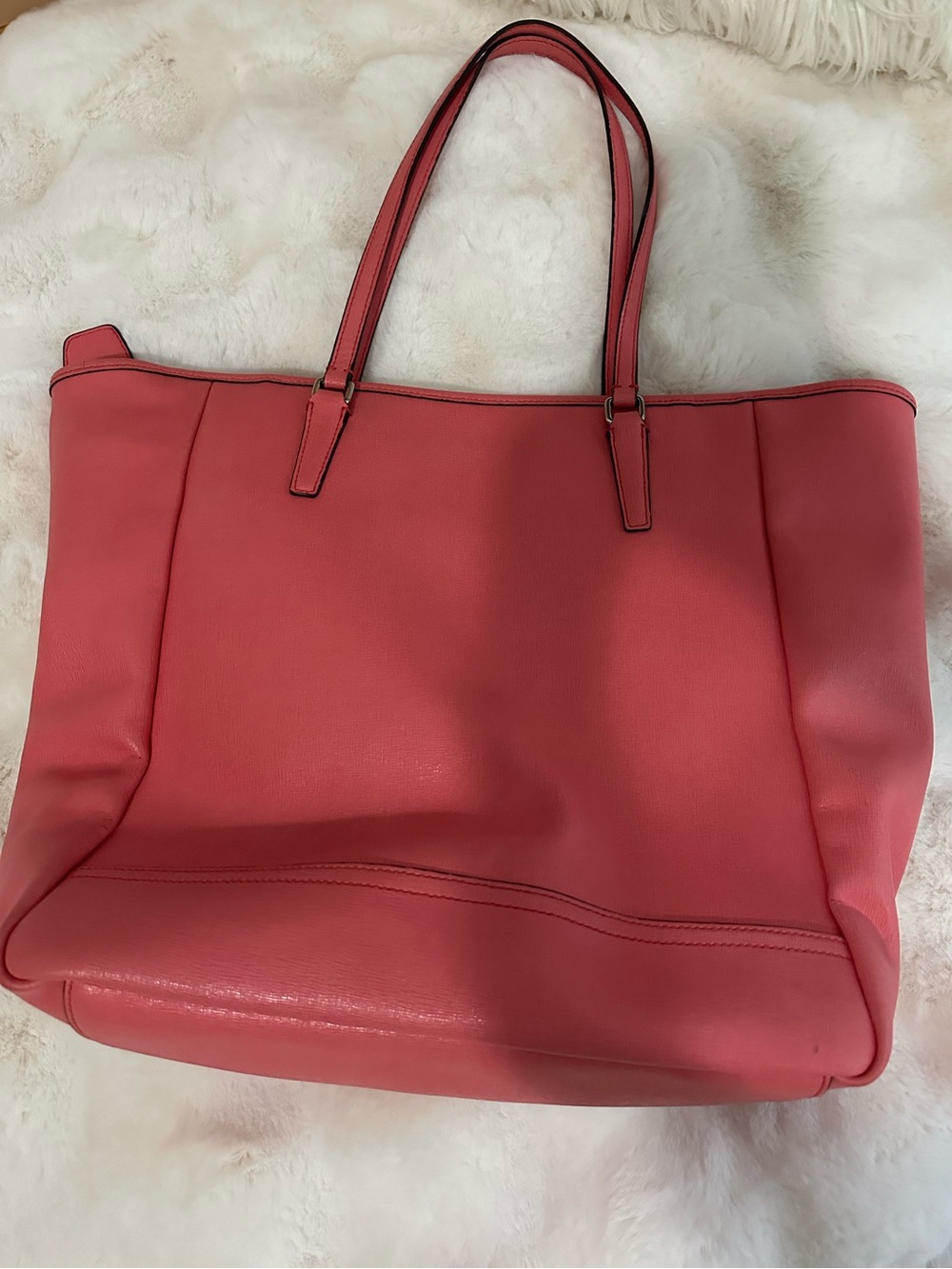 Coach Coral Pink Leather Tote Bag - Coach - Picture 3 of 7